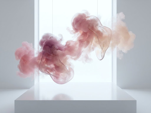 A serene, high-end 3D abstract visualization of human emotions blooming